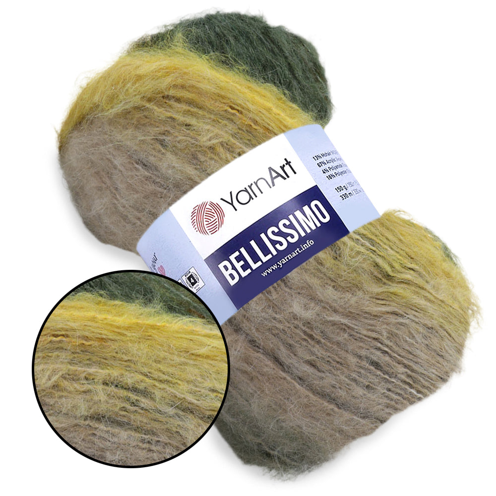 YarnArt Bellissimo, Mohair Yarn, 17 Colors, 5.29 oz / 360 yards
