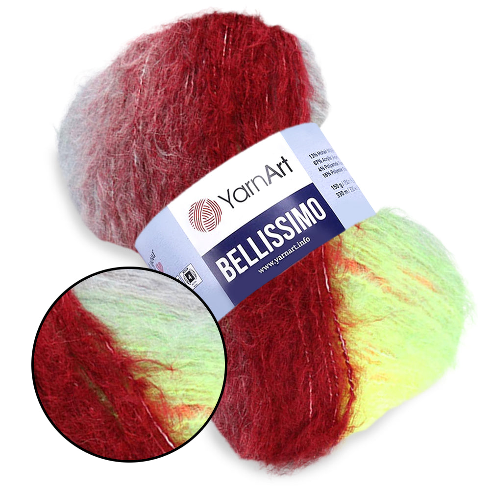 YarnArt Bellissimo, Mohair Yarn, 17 Colors, 5.29 oz / 360 yards