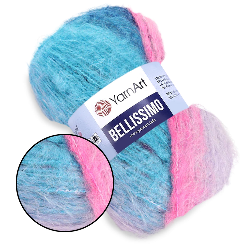 YarnArt Bellissimo, Mohair Yarn, 17 Colors, 5.29 oz / 360 yards