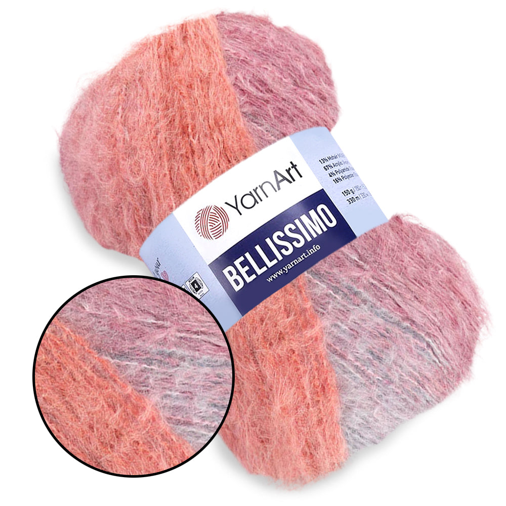 YarnArt Bellissimo, Mohair Yarn, 17 Colors, 5.29 oz / 360 yards