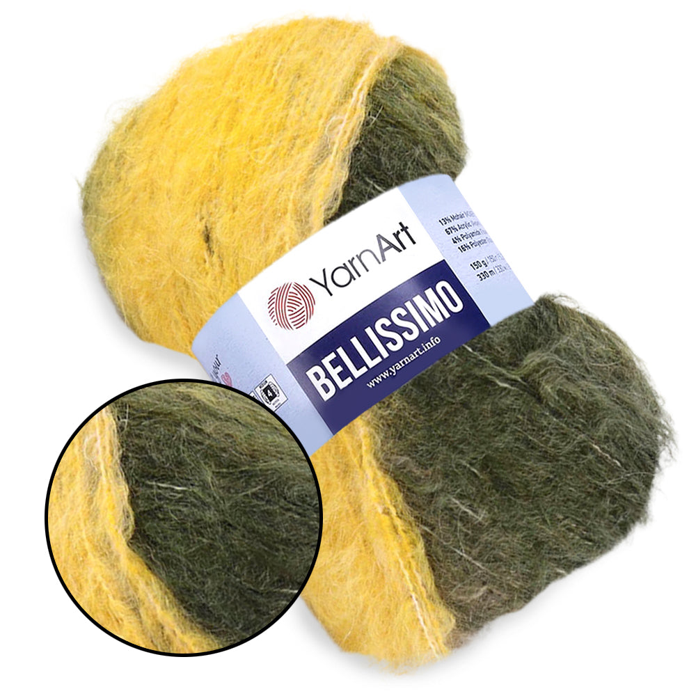 YarnArt Bellissimo, Mohair Yarn, 17 Colors, 5.29 oz / 360 yards