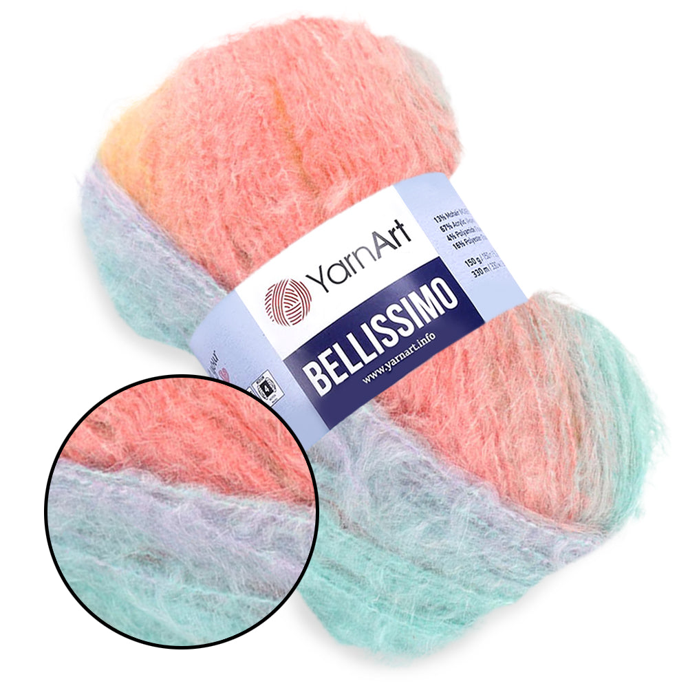 YarnArt Bellissimo, Mohair Yarn, 17 Colors, 5.29 oz / 360 yards