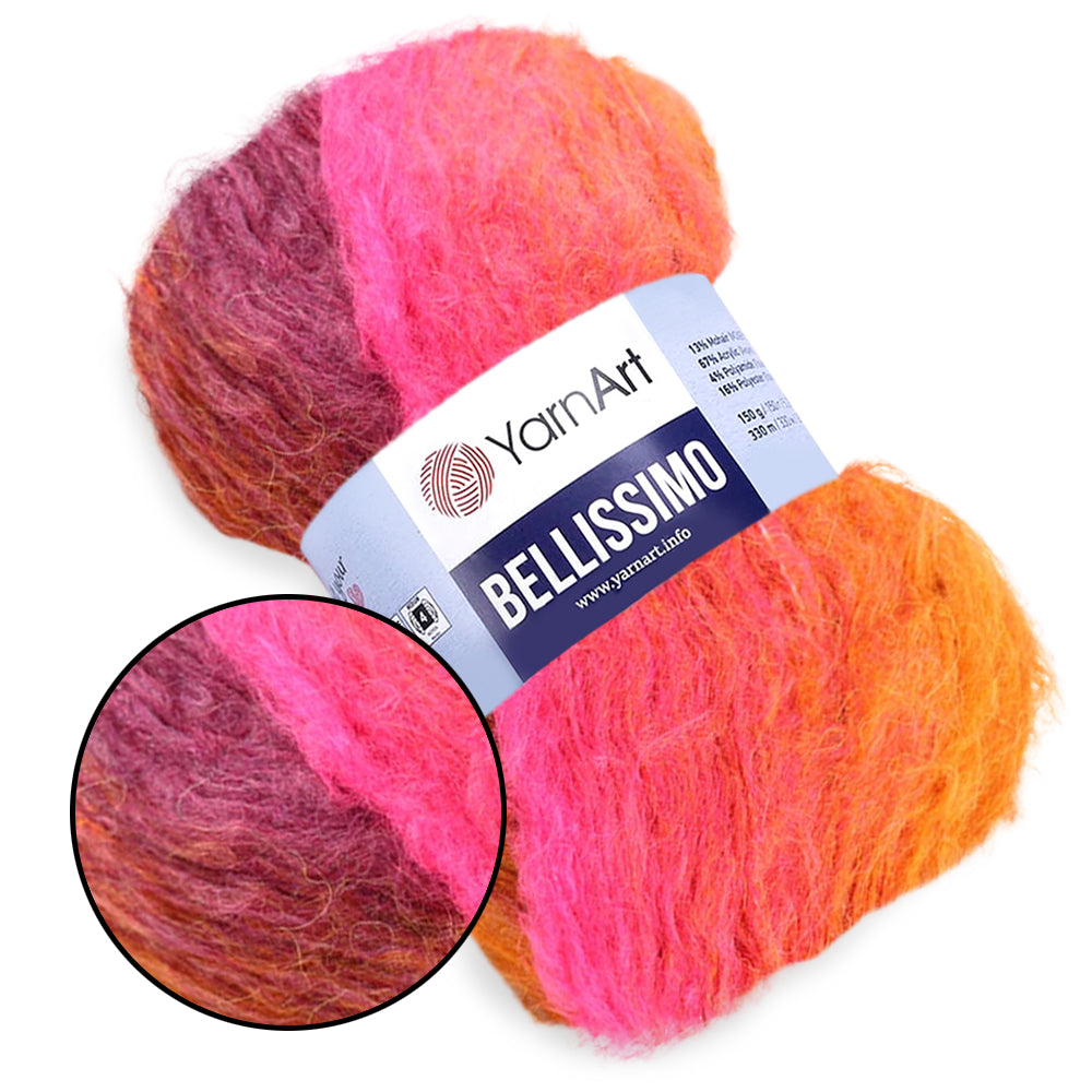YarnArt Bellissimo, Mohair Yarn, 17 Colors, 5.29 oz / 360 yards
