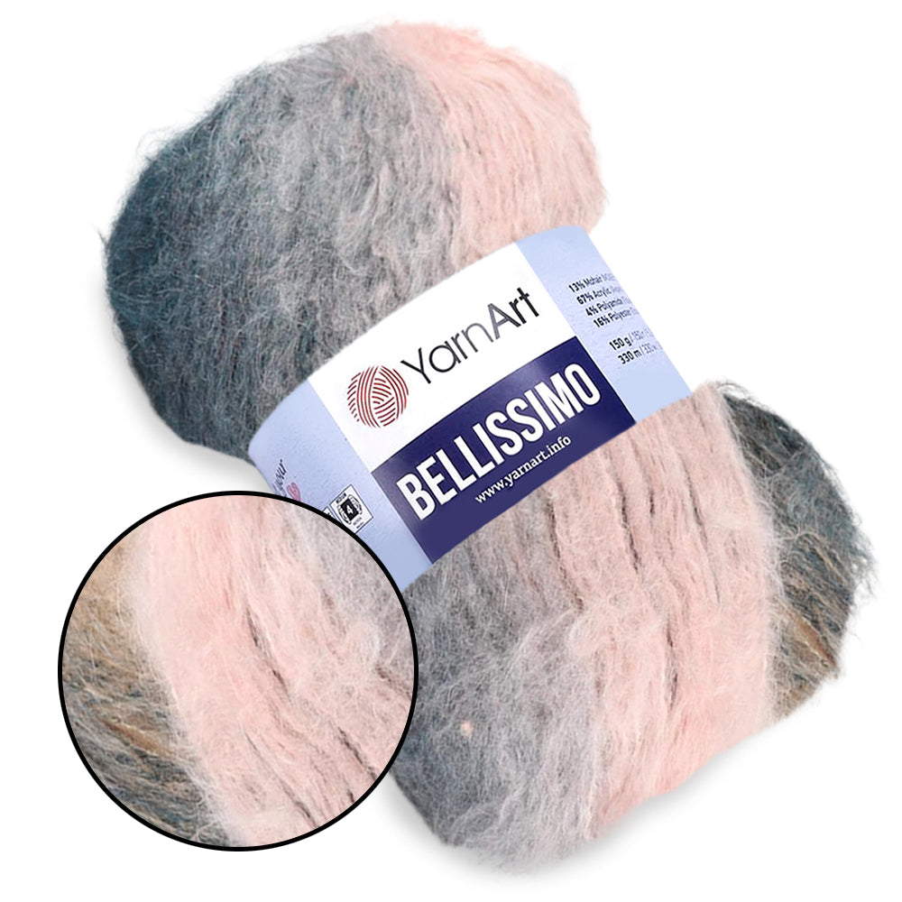 YarnArt Bellissimo, Mohair Yarn, 17 Colors, 5.29 oz / 360 yards