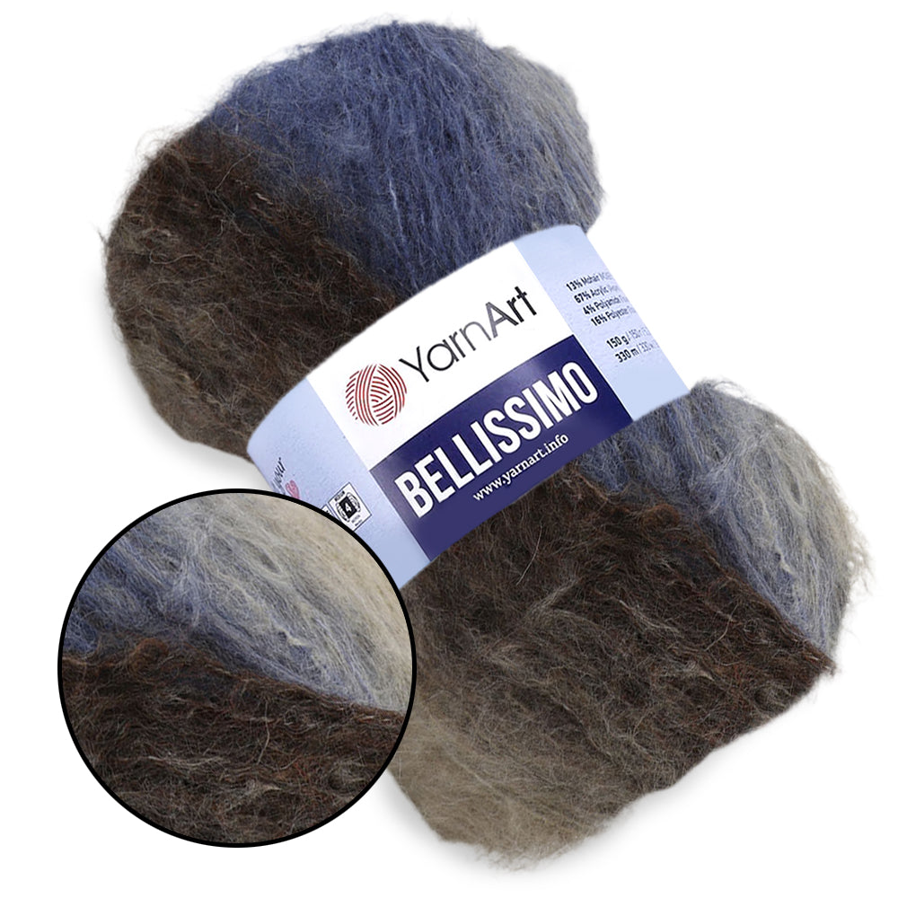 YarnArt Bellissimo, Mohair Yarn, 17 Colors, 5.29 oz / 360 yards
