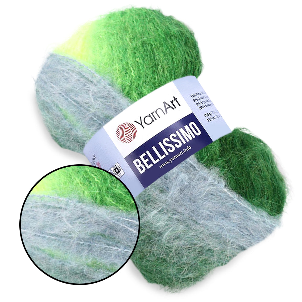 YarnArt Bellissimo, Mohair Yarn, 17 Colors, 5.29 oz / 360 yards