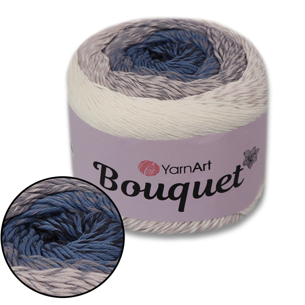 YarnArt Bouquet - Multicolor gradient yarn cake with flower accent