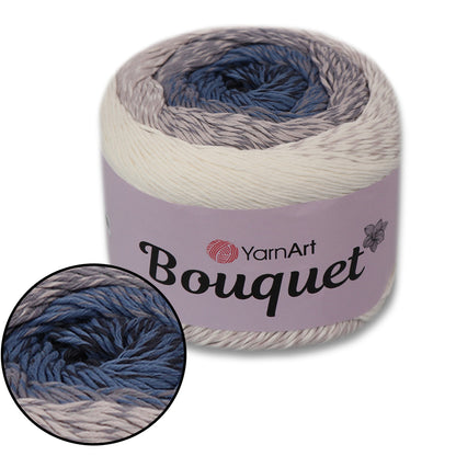 YarnArt Bouquet - Multicolor gradient yarn cake with flower accent