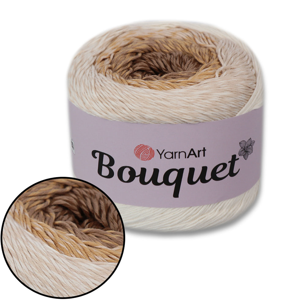 YarnArt Bouquet - Multicolor gradient yarn cake with flower accent
