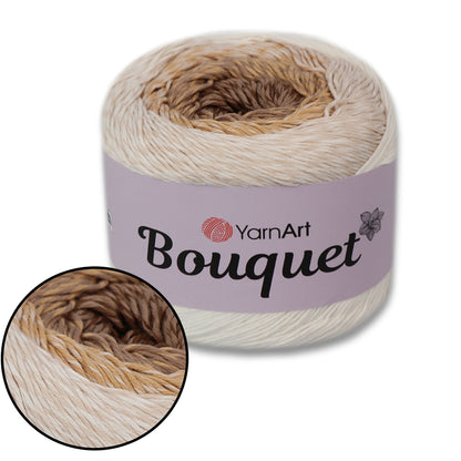 YarnArt Bouquet - Multicolor gradient yarn cake with flower accent