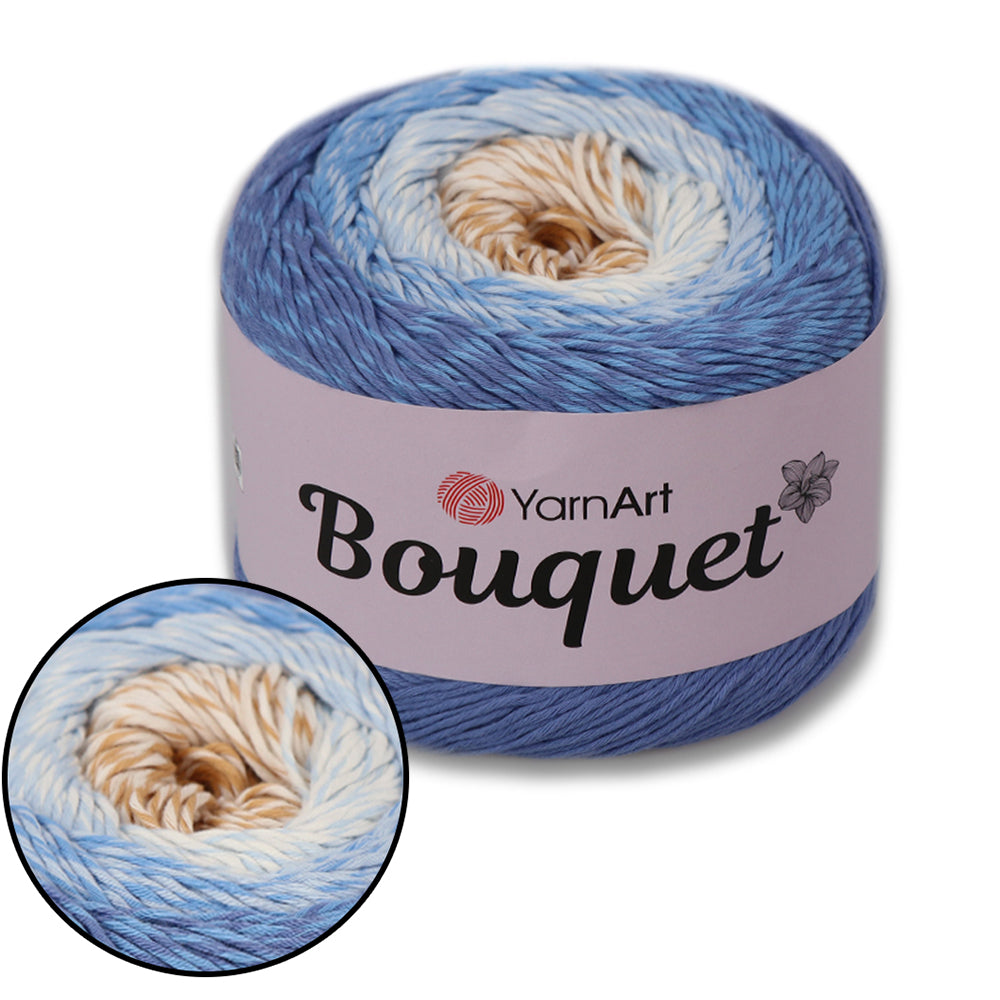 YarnArt Bouquet - Multicolor gradient yarn cake with flower accent