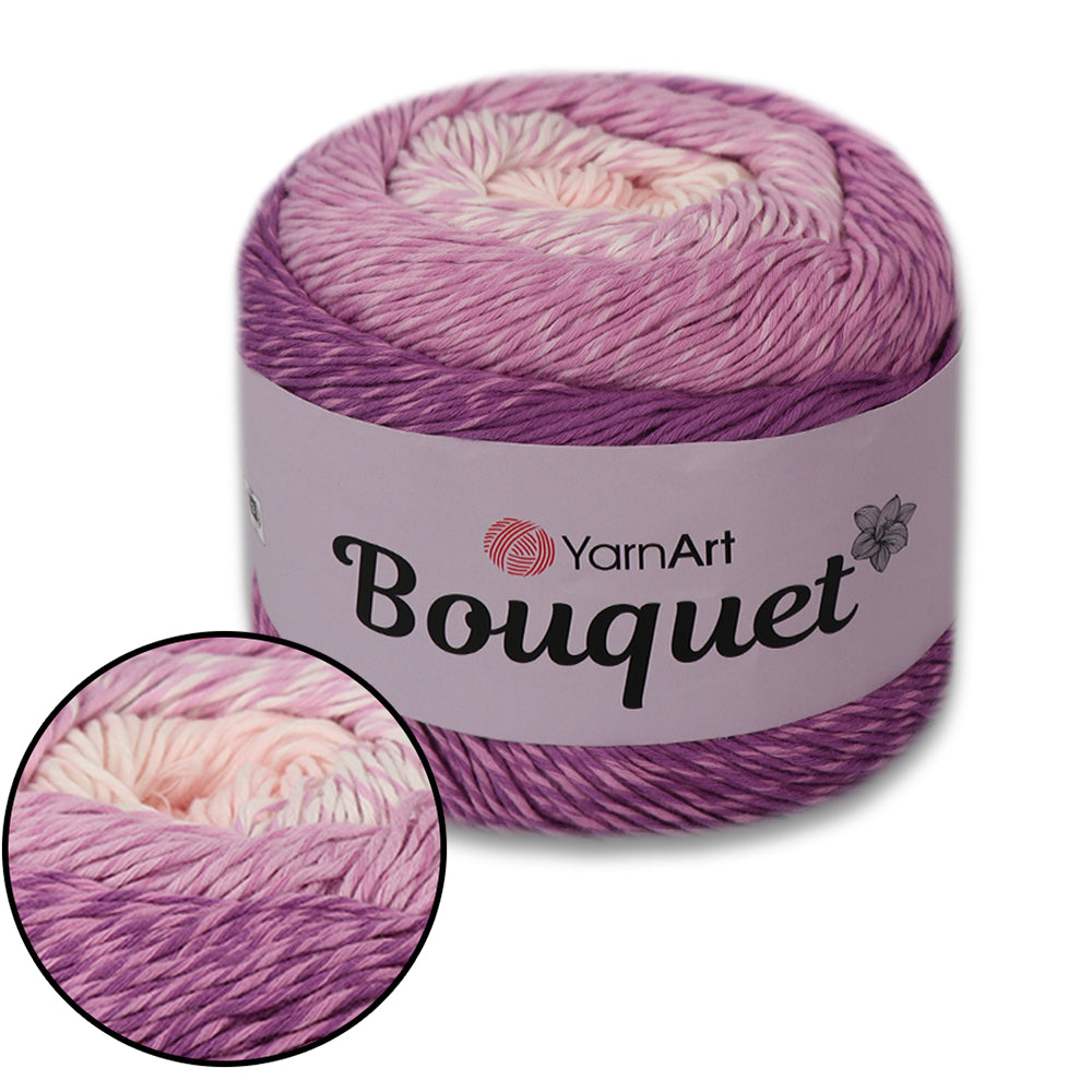 YarnArt Bouquet - Multicolor gradient yarn cake with flower accent