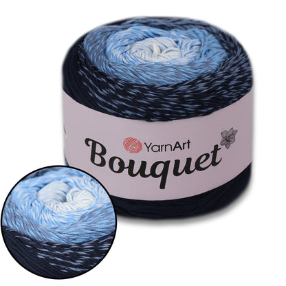 YarnArt Bouquet - Multicolor gradient yarn cake with flower accent