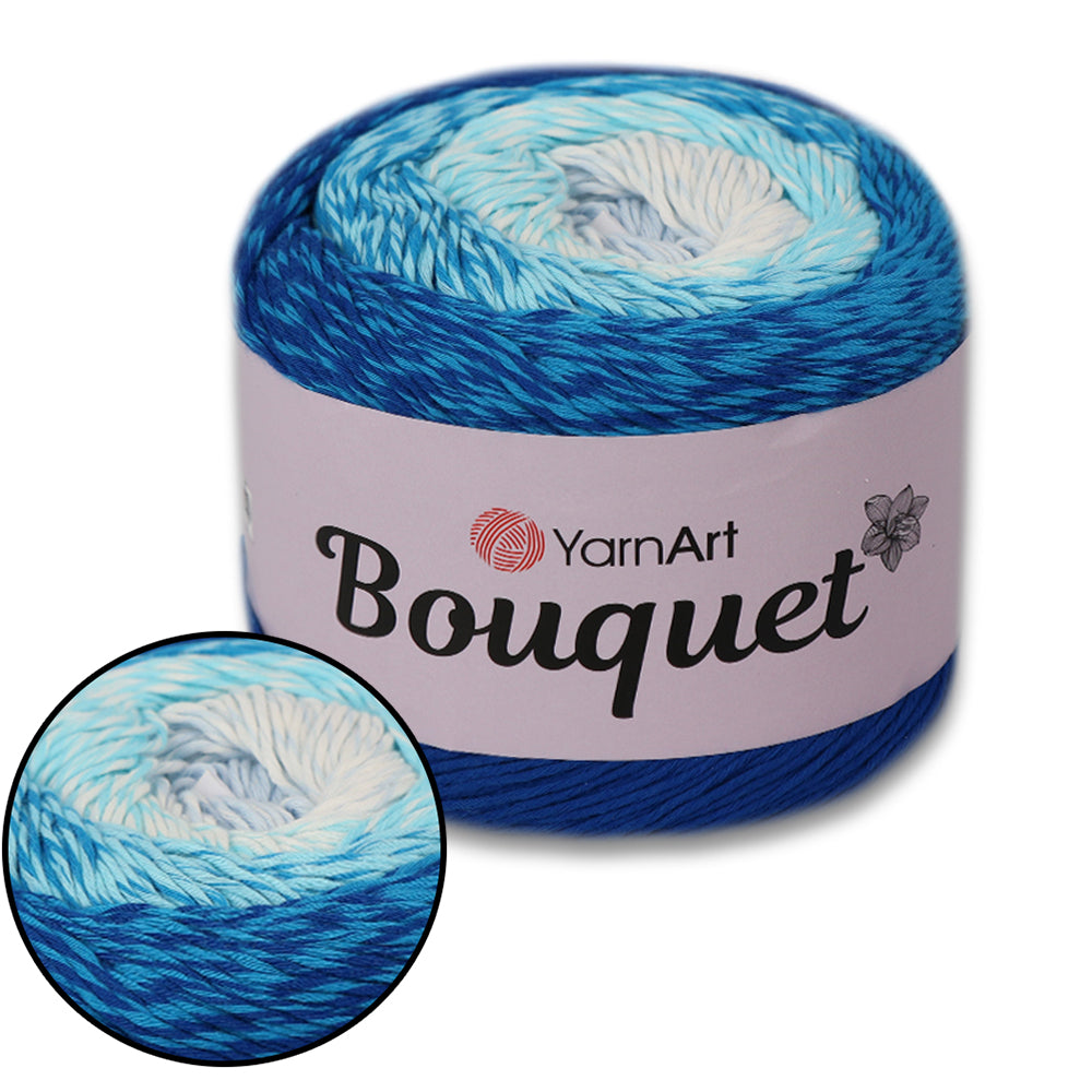 YarnArt Bouquet - Multicolor gradient yarn cake with flower accent