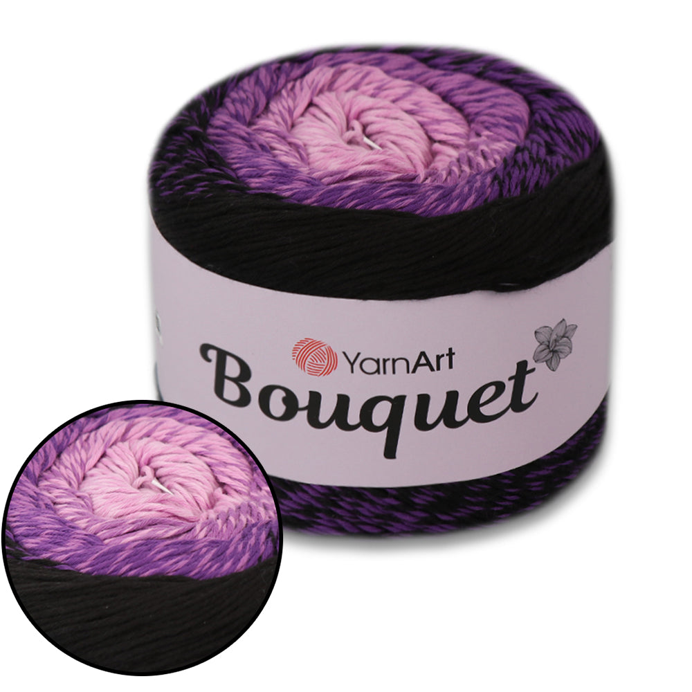 YarnArt Bouquet - Multicolor gradient yarn cake with flower accent