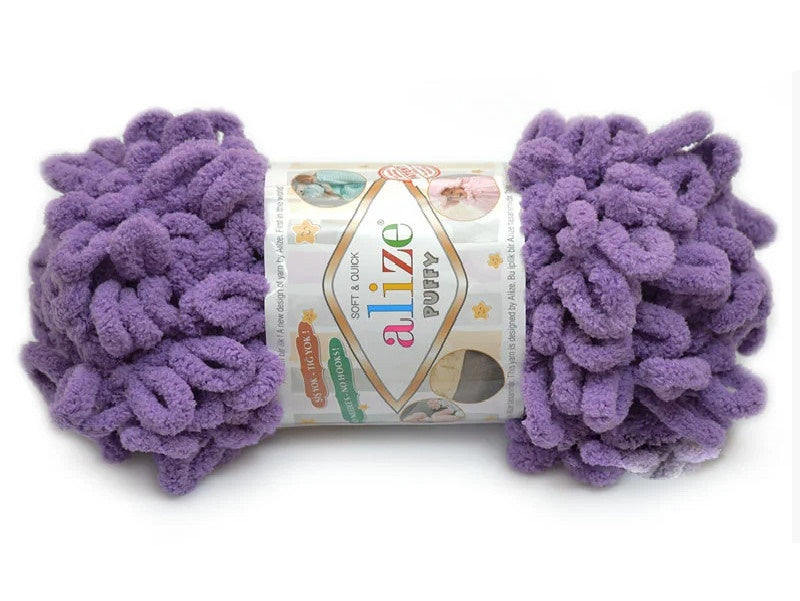 Alize Puffy, 82 Colors, Chenille Loop Yarn, 3.52 oz / 9.8 yards