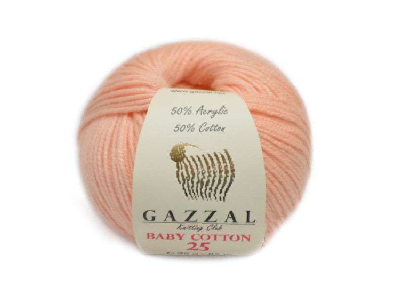 Gazzal Baby Cotton 25, 24 colors, 0.88 oz / 90 yards