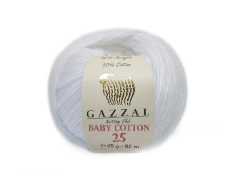 Gazzal Baby Cotton 25, 24 colors, 0.88 oz / 90 yards