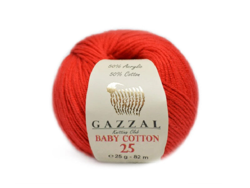 Gazzal Baby Cotton 25, 24 colors, 0.88 oz / 90 yards