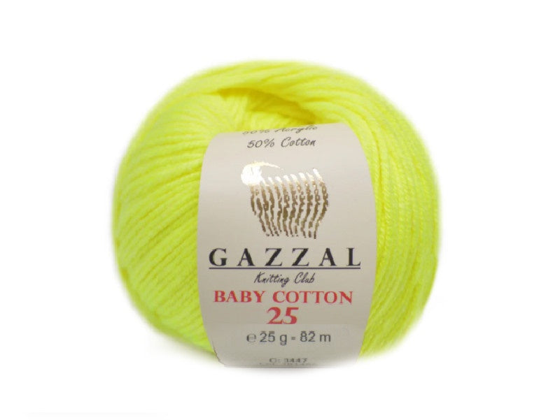 Gazzal Baby Cotton 25, 24 colors, 0.88 oz / 90 yards