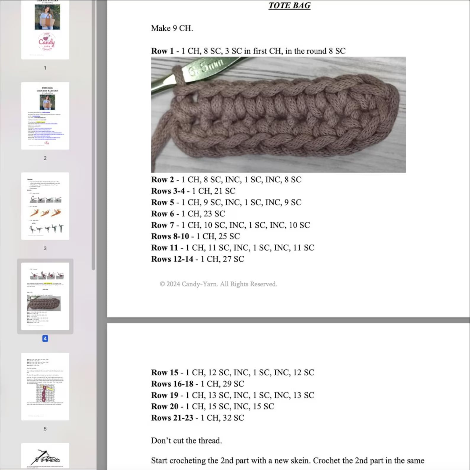 Tote Bag Crochet Kit (skill level Beginner)