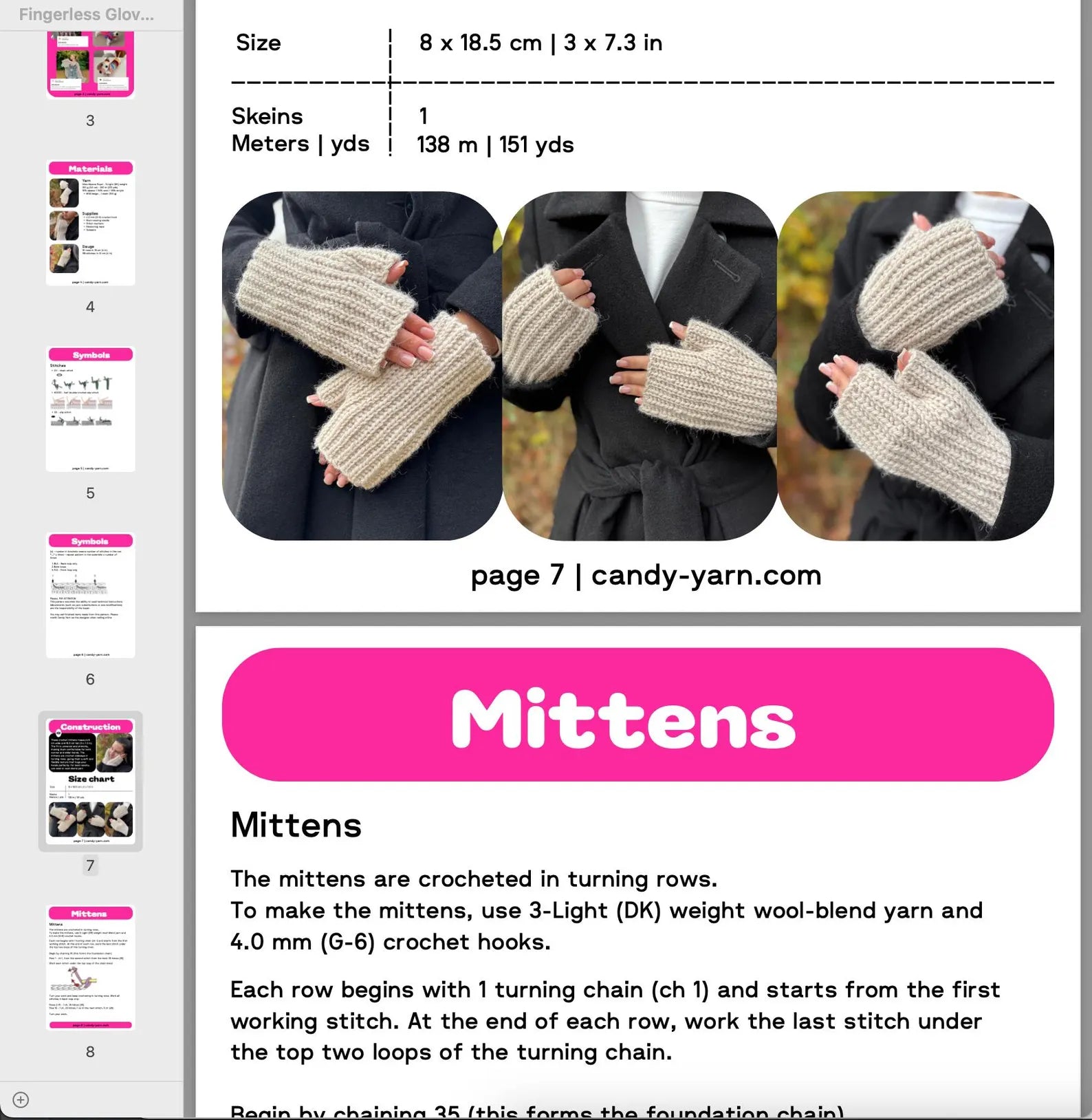 Fingerless Gloves Crochet Kit (skill level Beginner)