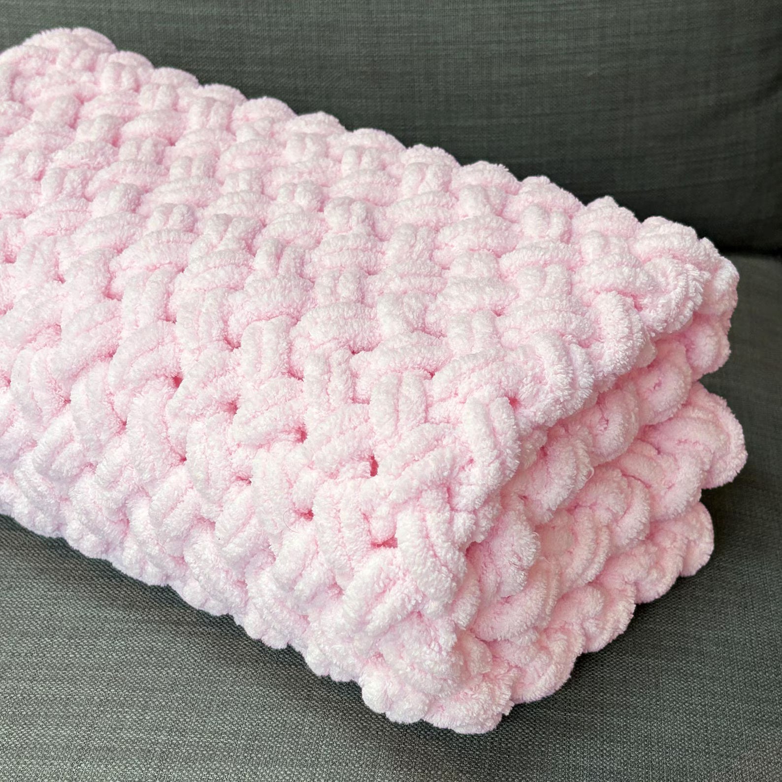 BABY BLANKET Finger Knit Pattern (skill level Beginner)