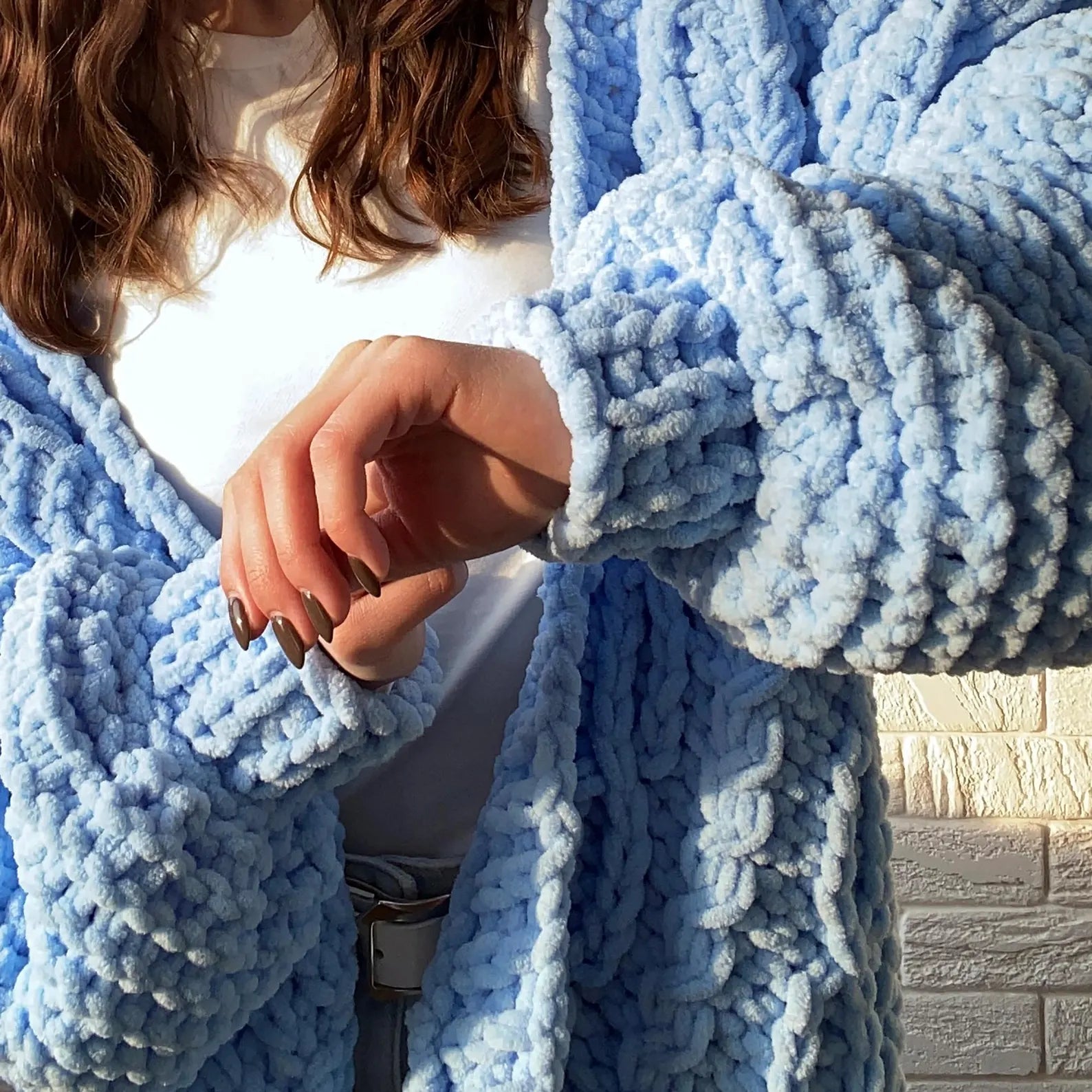 Finger Knit Cable Cardigan Knitting Kit  (skill level Advanced)