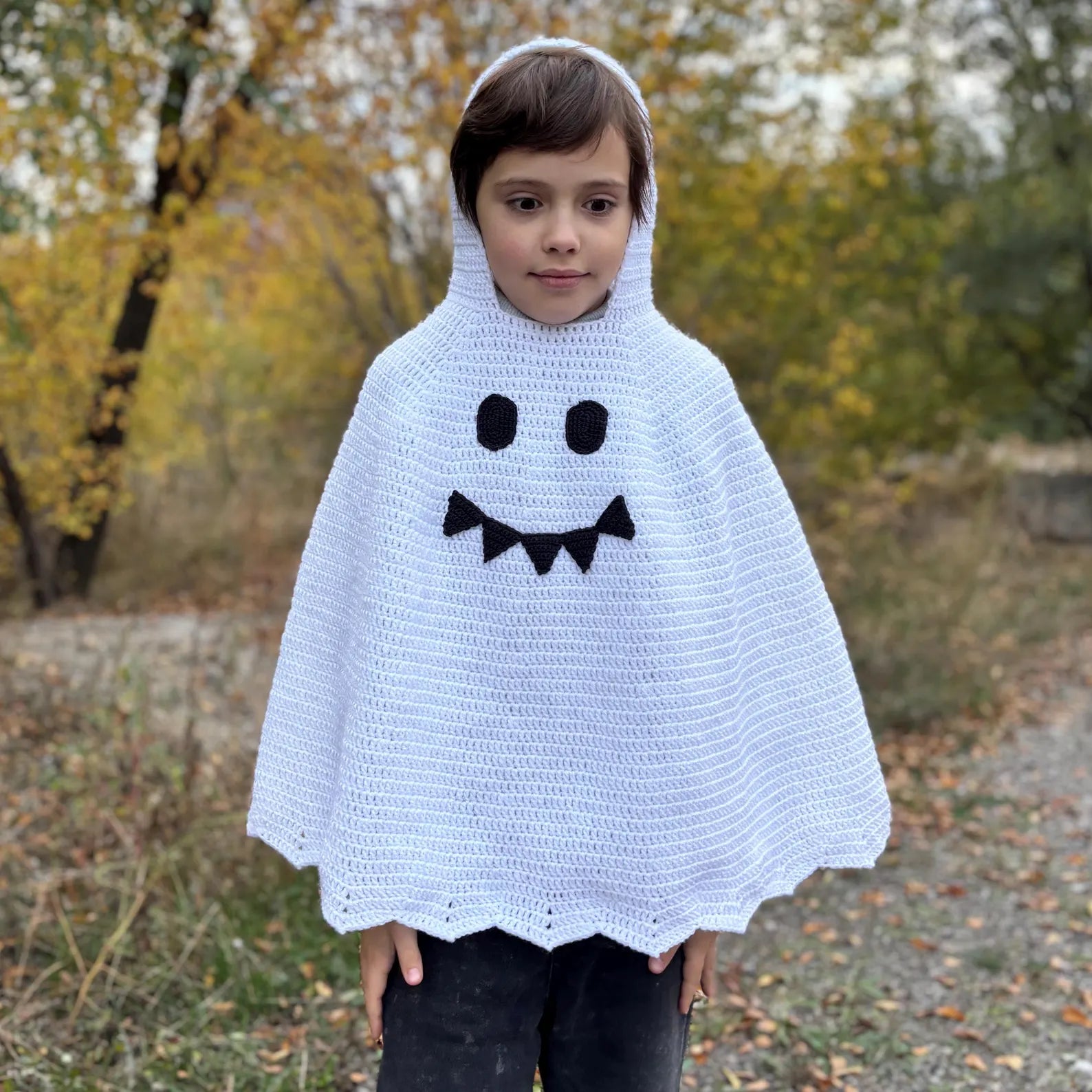 KID GHOST PONCHO Crochet Pattern (skill level Beginner)