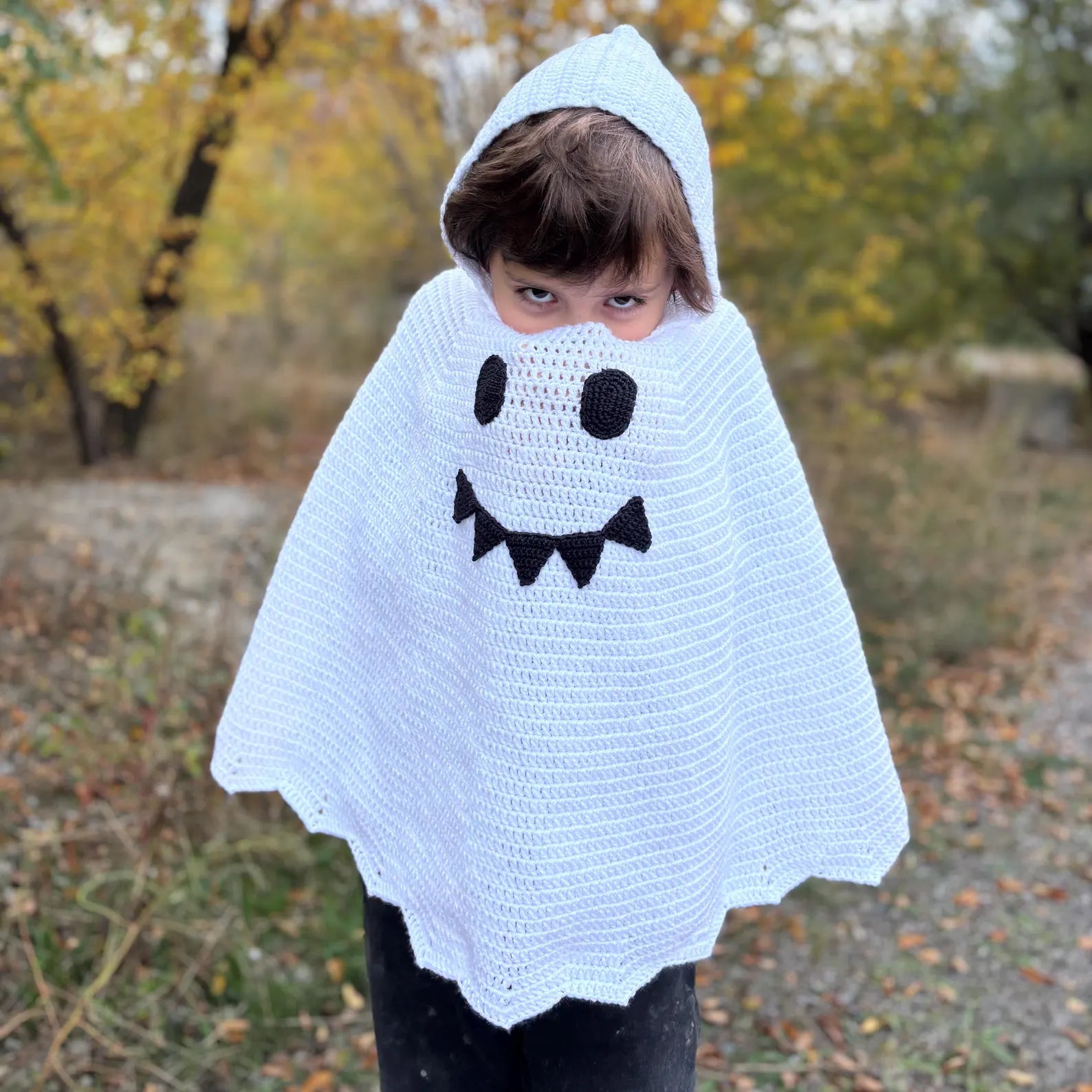 KID GHOST PONCHO Crochet Pattern (skill level Beginner)