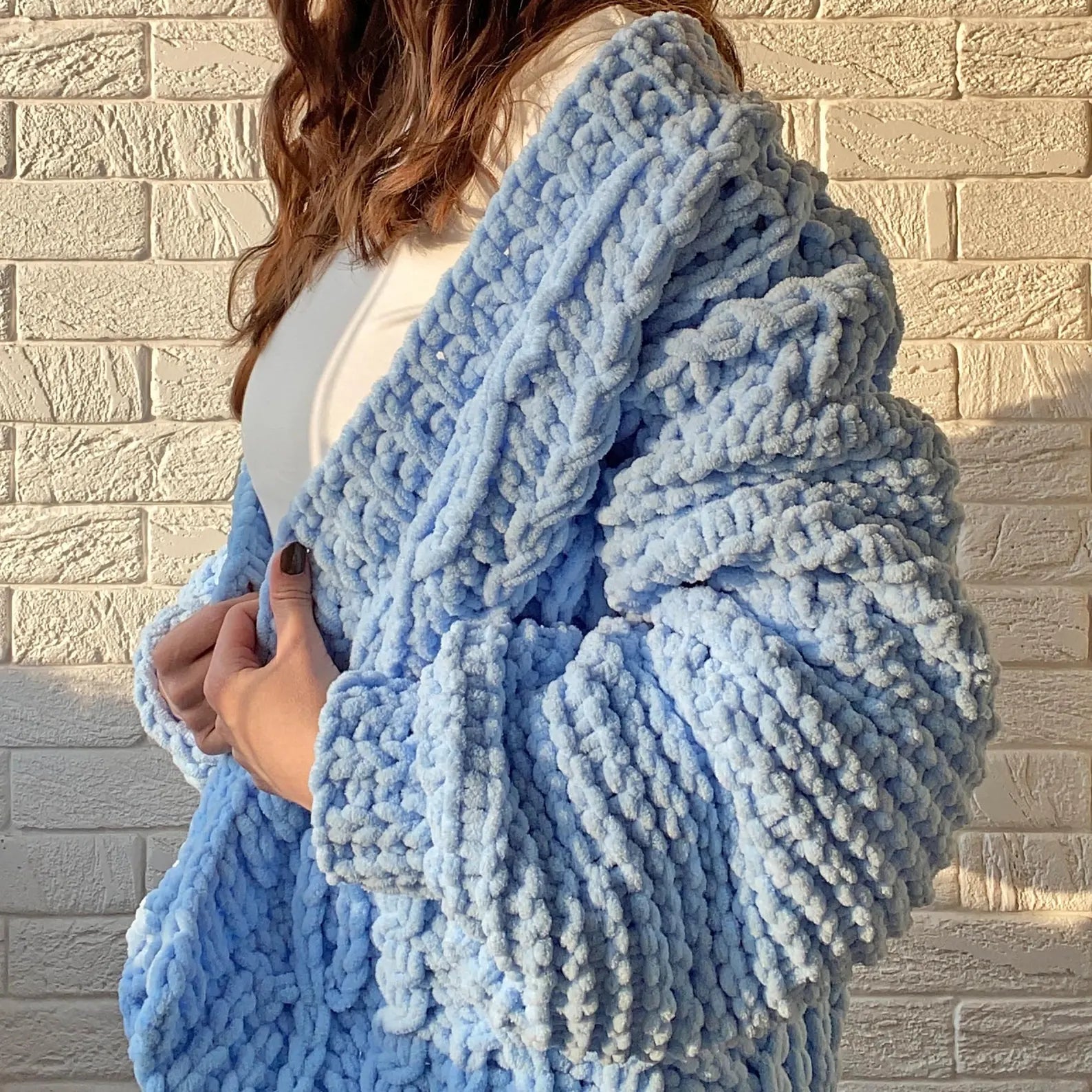 Finger Knit Cable Cardigan Knitting Kit  (skill level Advanced)