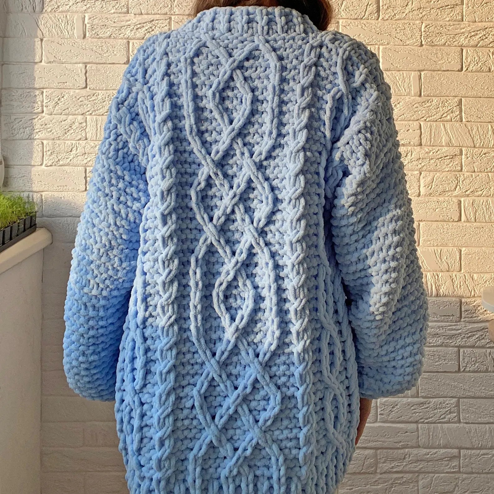 Finger Knit Cable Cardigan Knitting Kit  (skill level Advanced)