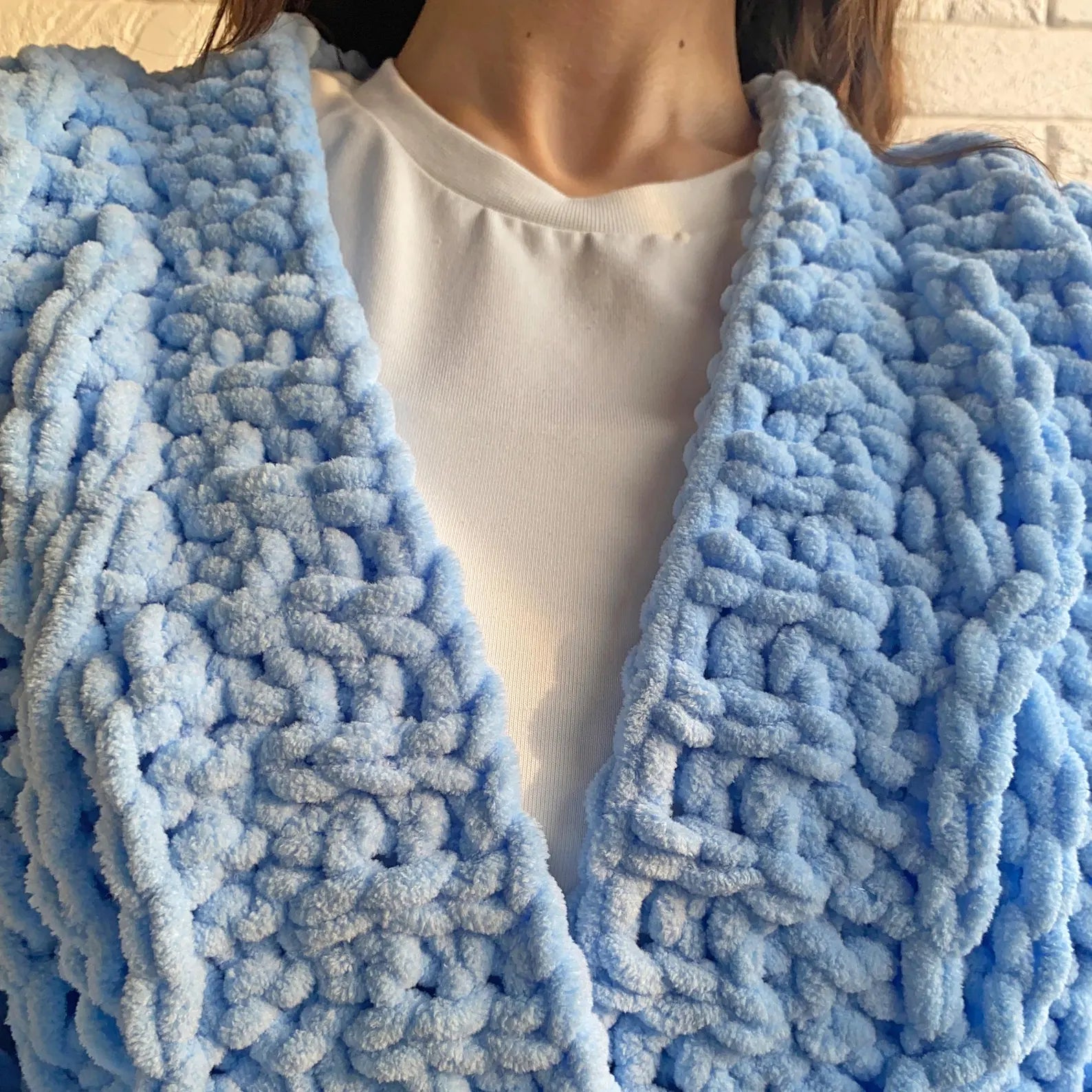 Finger Knit Cable Cardigan Knitting Kit  (skill level Advanced)