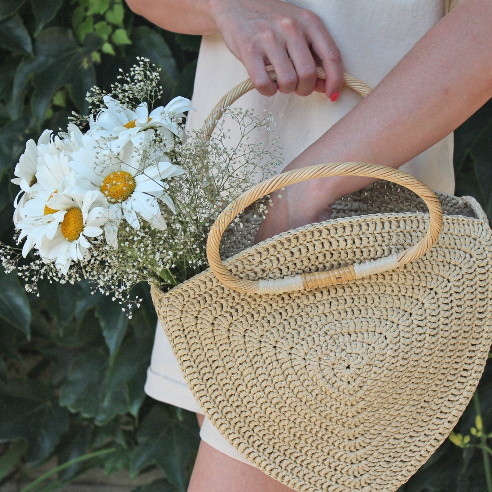 CROCHET PATTERN Raffia Bag Crochet Purse, Video Woman Bag DIY, Shopping Bag, Summer Bag, Beach Bag, English Handbag Pattern Instant Download