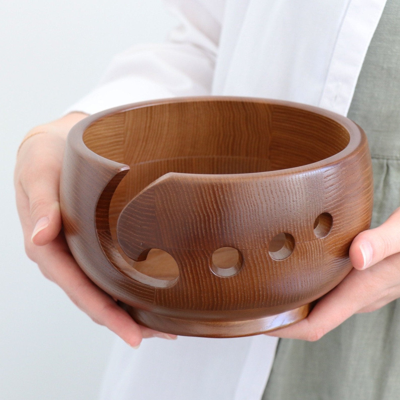 Wooden Yarn Bowl Yarn Holder Wooden Yarn Holder Knitting Bowl Yarn Bowl With Holes Wooden Holder With Holes Handmade Yarn Bowl