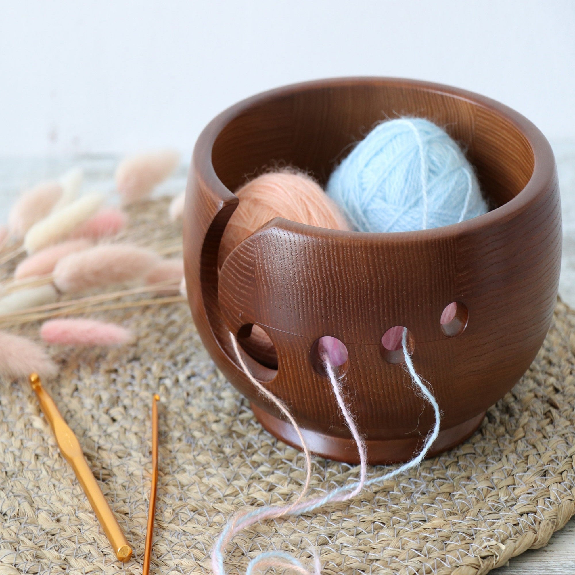 Wooden Yarn Bowl, 16.5 cm x 10 cm