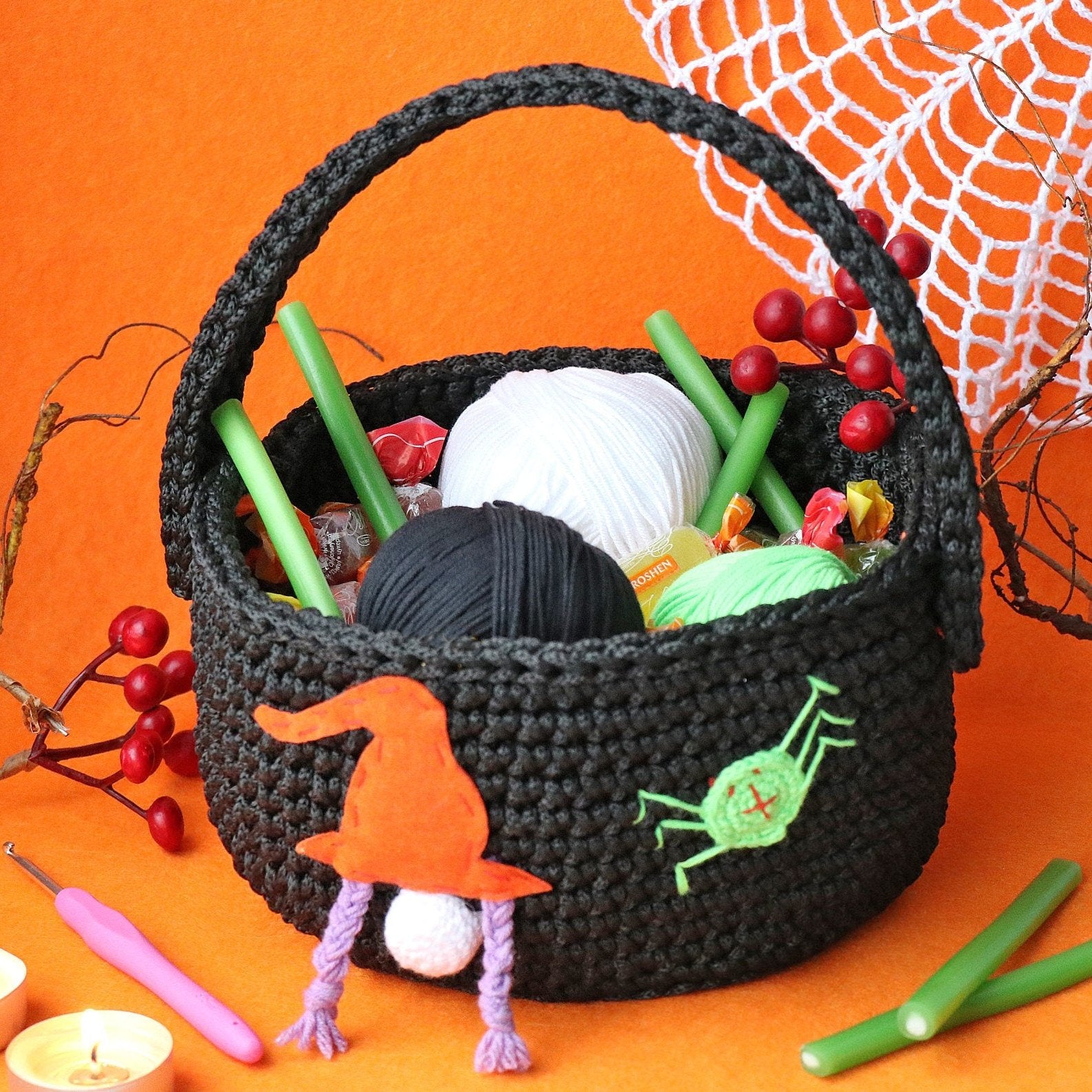 Halloween Trick or Treat Bags Crochet Pattern, Gift Bag Crochet Pattern, Small Goodie Bag, PDF Pattern, Diy Halloween Toy, Halloween Decor
