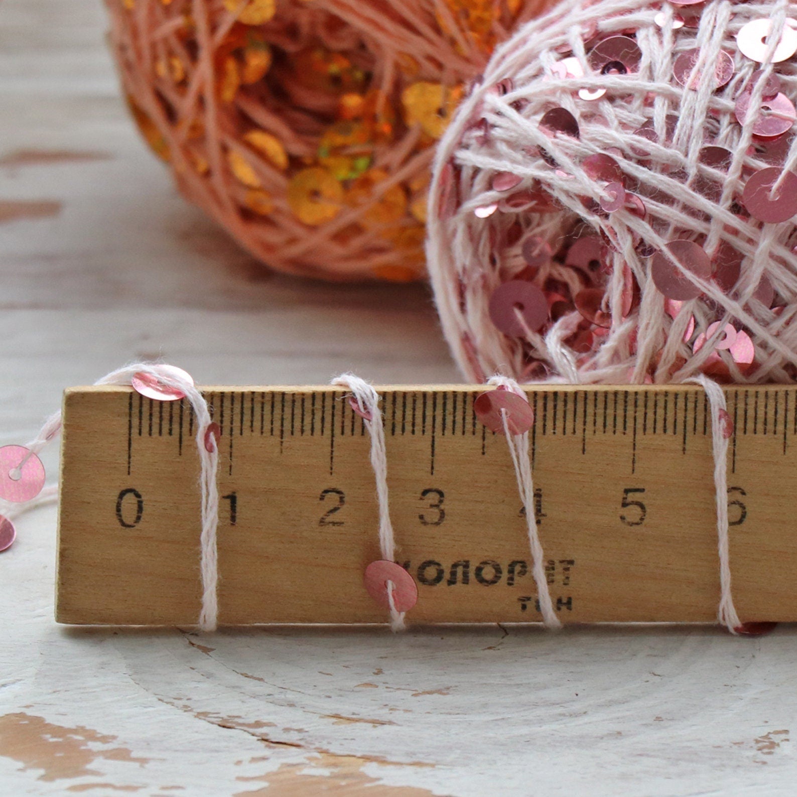 SEQUIN COTTON YARN, Sparkle Yarn, Crochet Yarn, Knitting Yarn, Nuno Felting, Beaded Yarn, Yarn With paillettes, 6mm&3mm Sequins Cotton Yarn