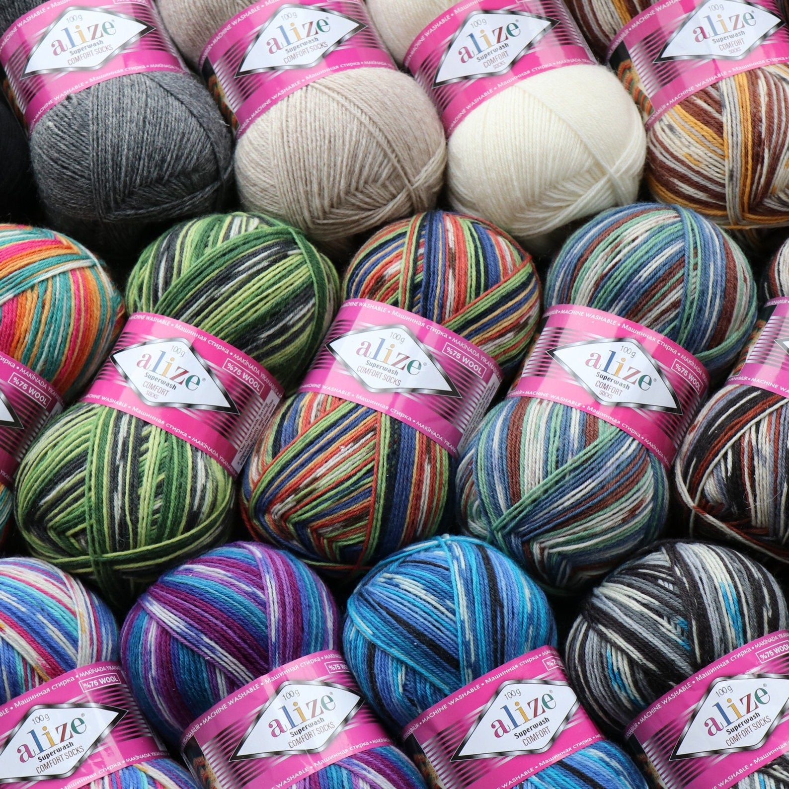 SOCK YARN, Alize Superwash Comfort Socks Yarn Wool Socks, Sprinkle yarn, Merino wool sock yarn, Self Striping, Ombre 1 skein = pair of socks