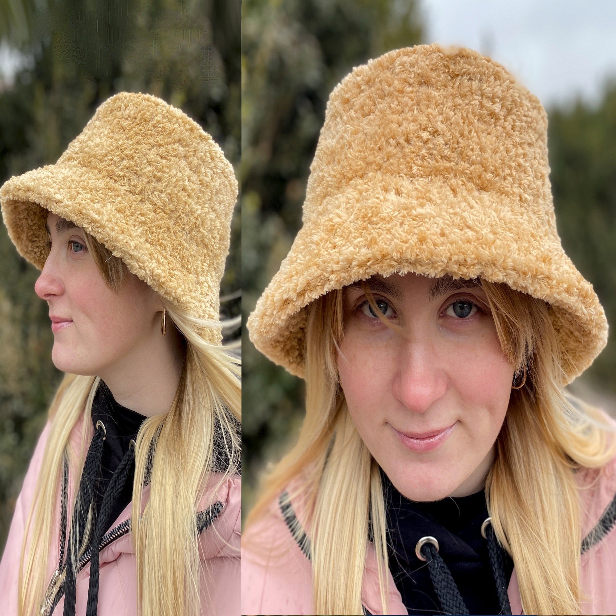 FUR BUCKET HAT Crochet Pattern (skill level intermediate)