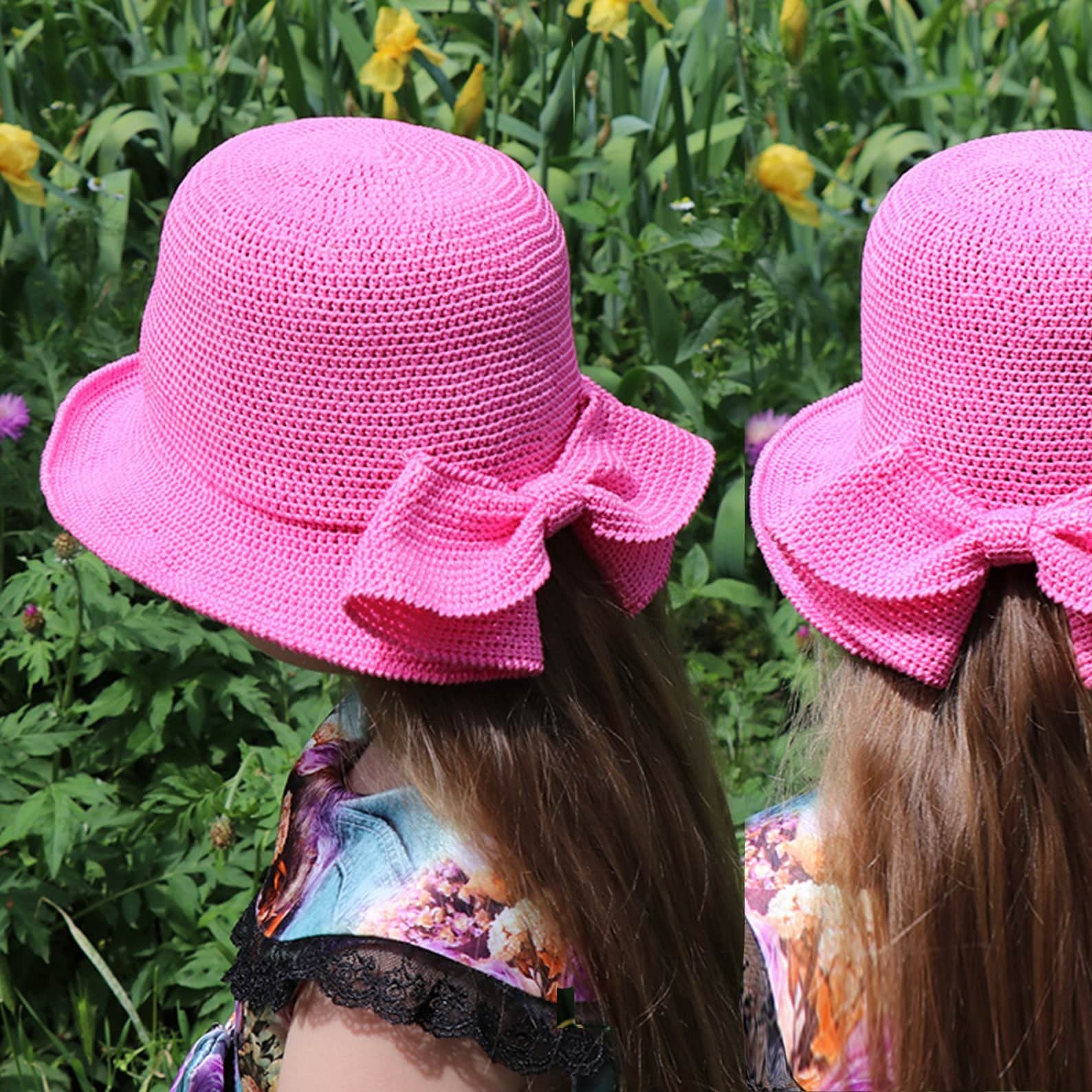 Crochet pattern BUCKET HAT with brim. Kids bucket hat. Bucket hat for kids. Bow bucket hat crochet pattern PDF