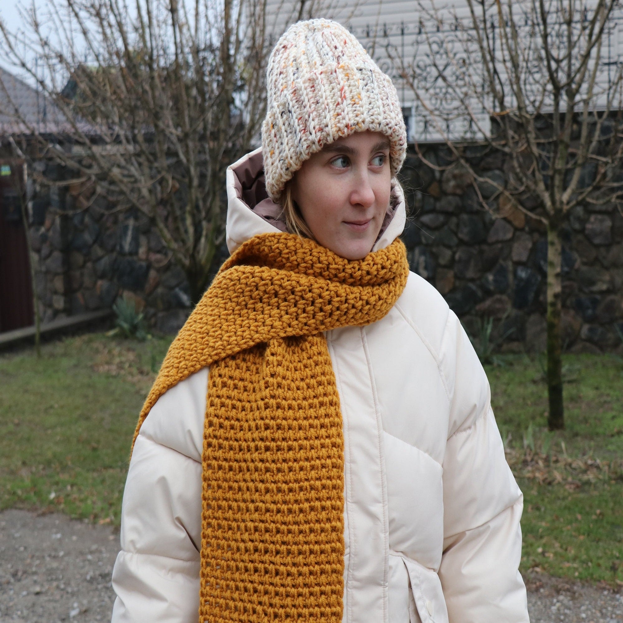 WINTER SCARF 5 CHARTS Crochet Pattern (skill level beginner)