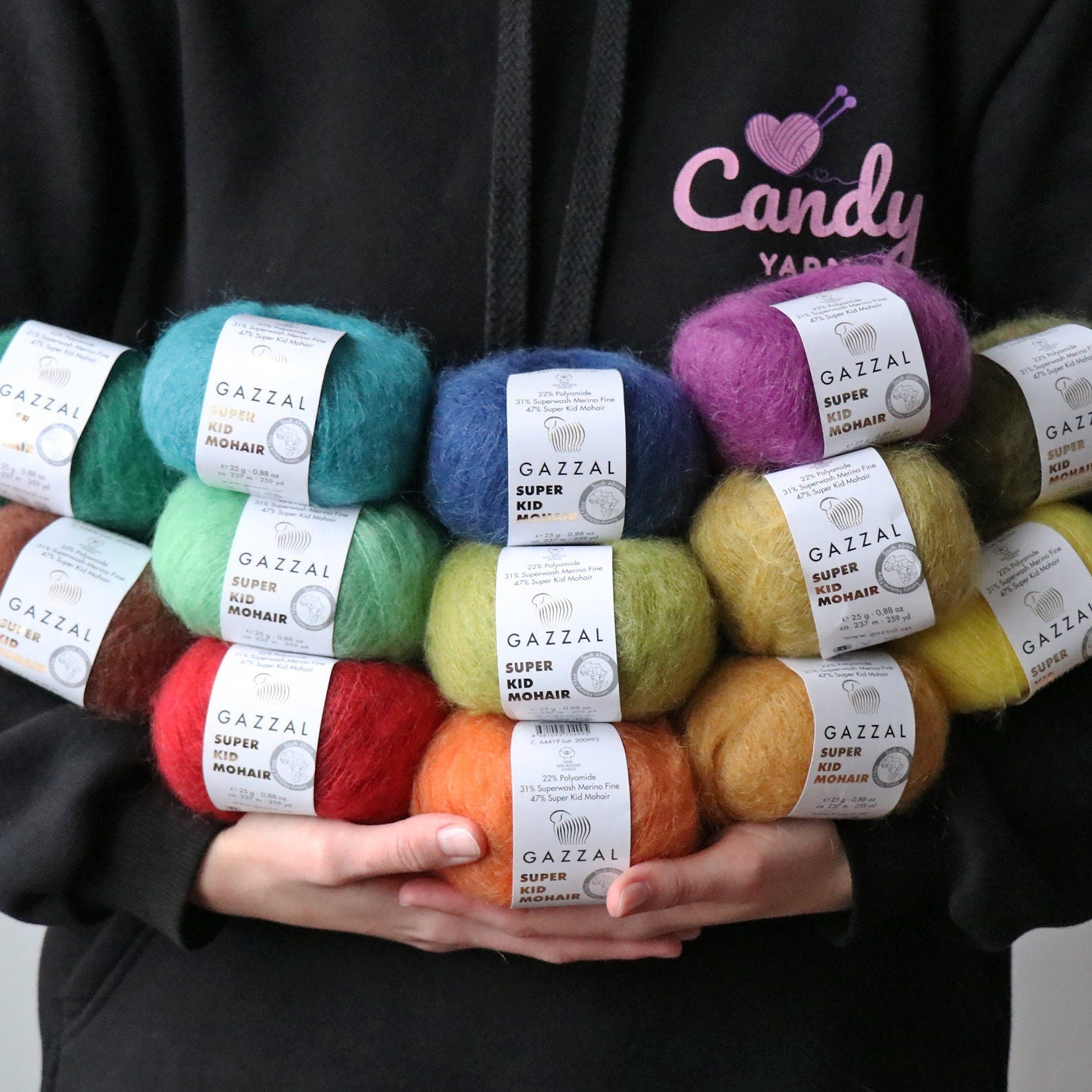 GAZZAL Super Kid Mohair, Natural Mohair Yarn, Lace Weight Yarn, Merino Wool Yarn, Yarn for Knitting, Crochet Yarn, 25 g / 237m