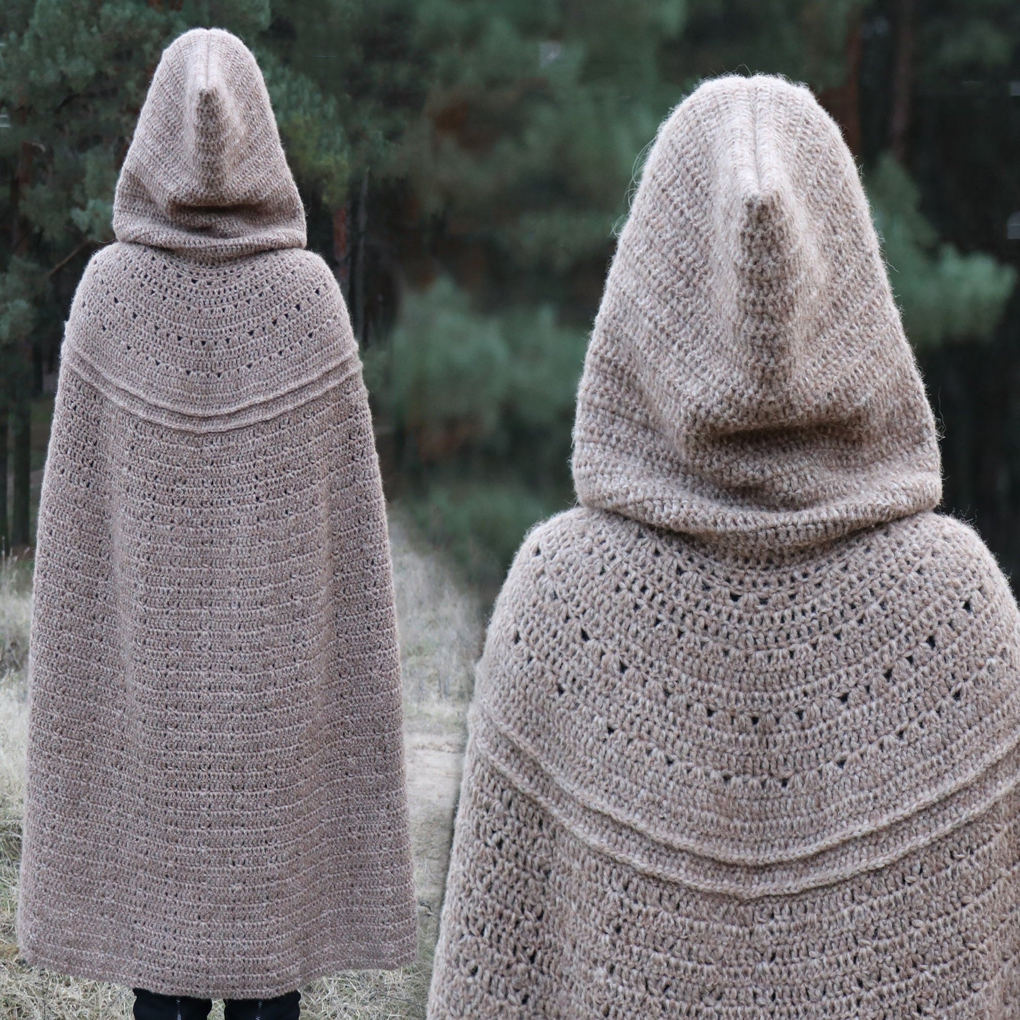 LONG HOODED CAPE Crochet Pattern (skill level intermediate)