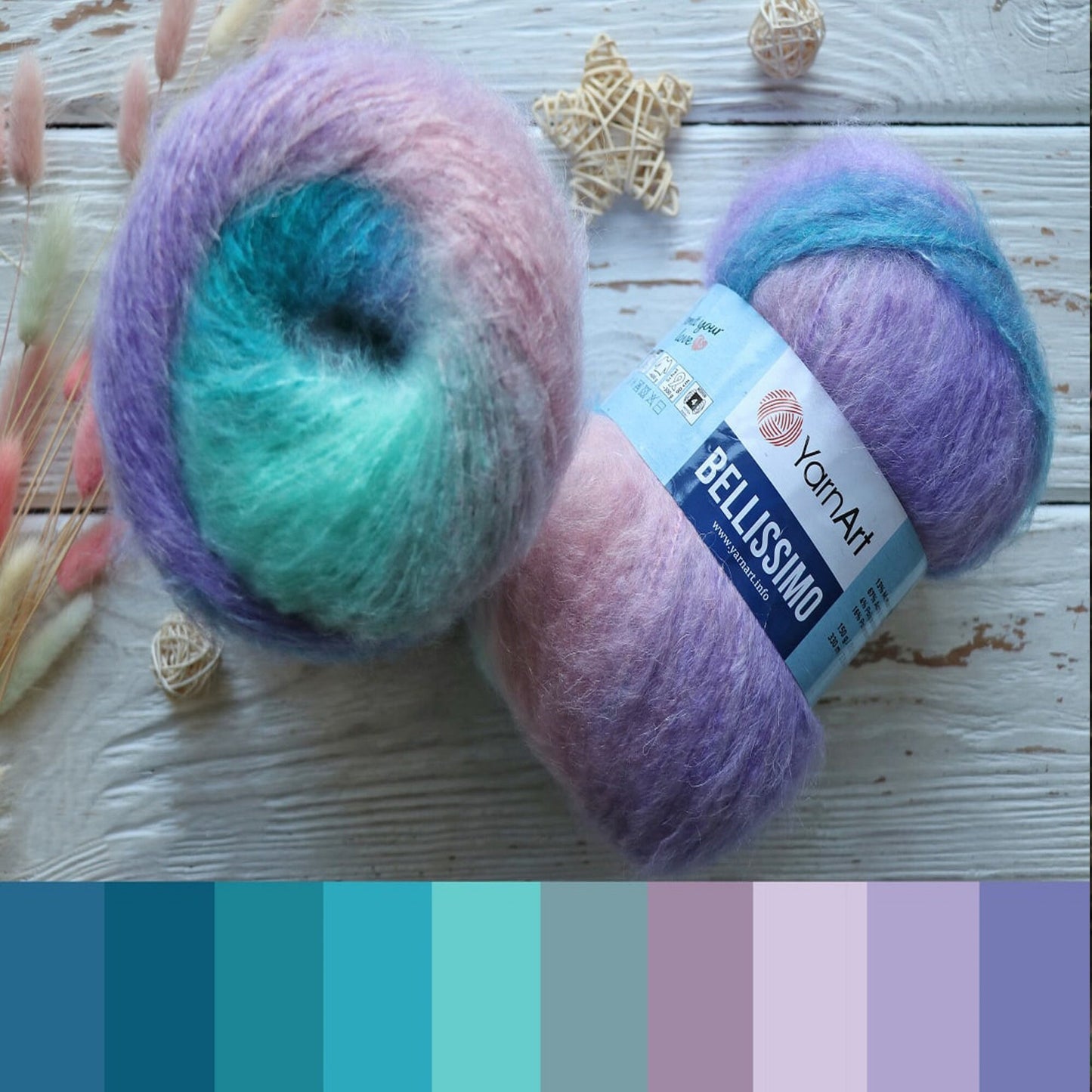 YarnArt Bellissimo, Mohair Yarn, 17 Colors, 5.29 oz / 360 yards
