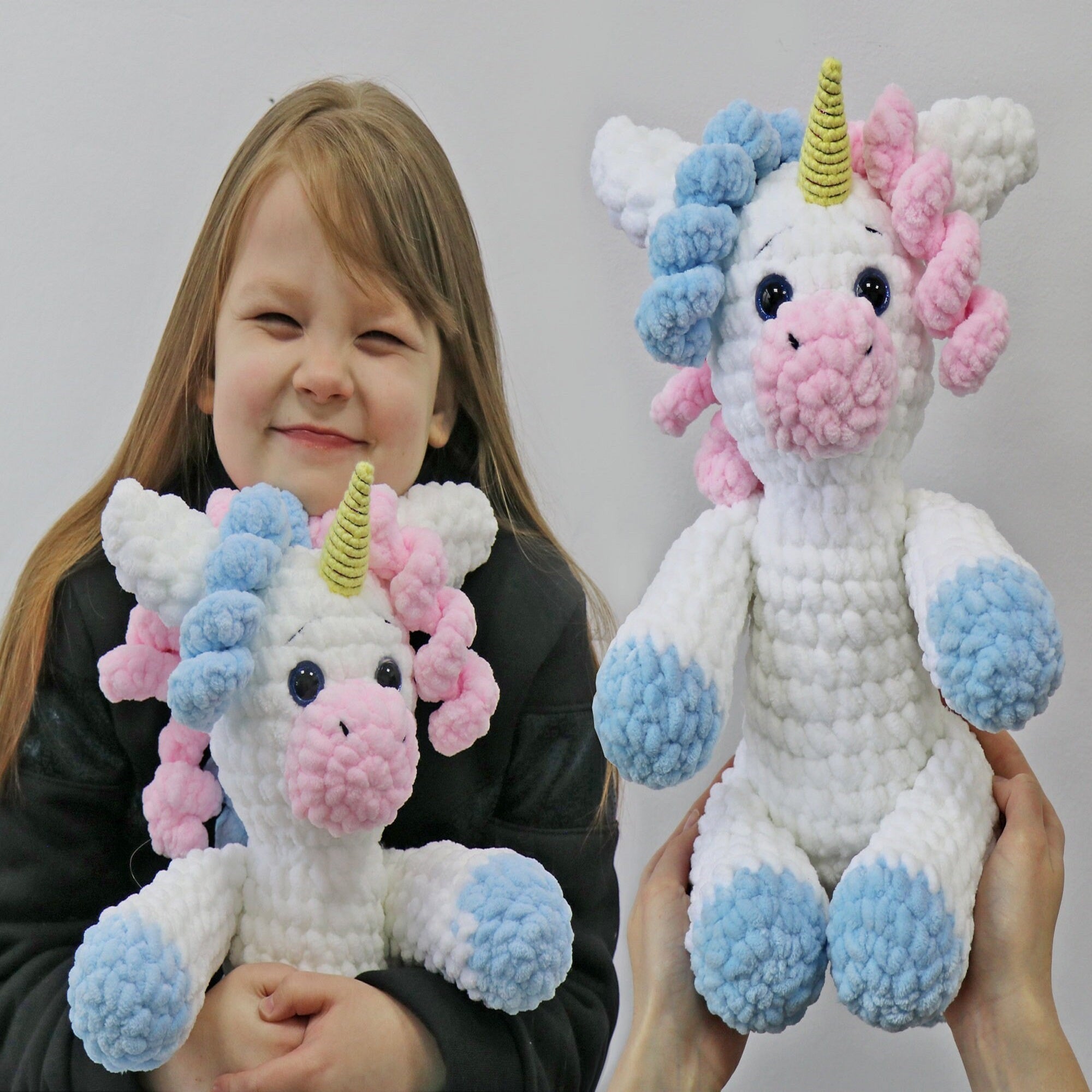 CURLY UNICORN Crochet Pattern (skill level beginner)