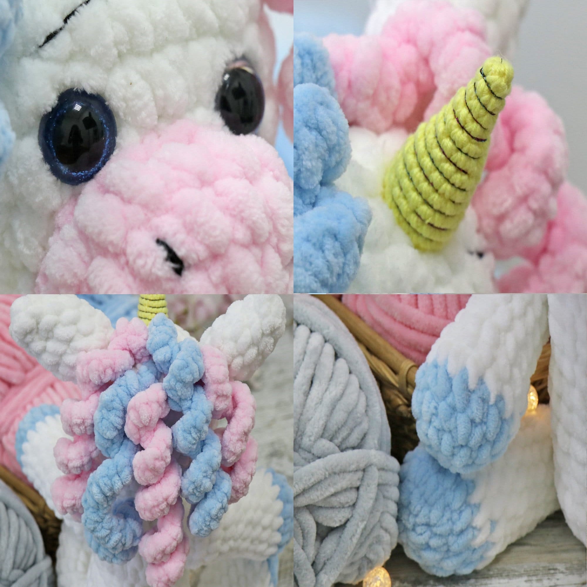 CURLY UNICORN Crochet Pattern (skill level beginner)