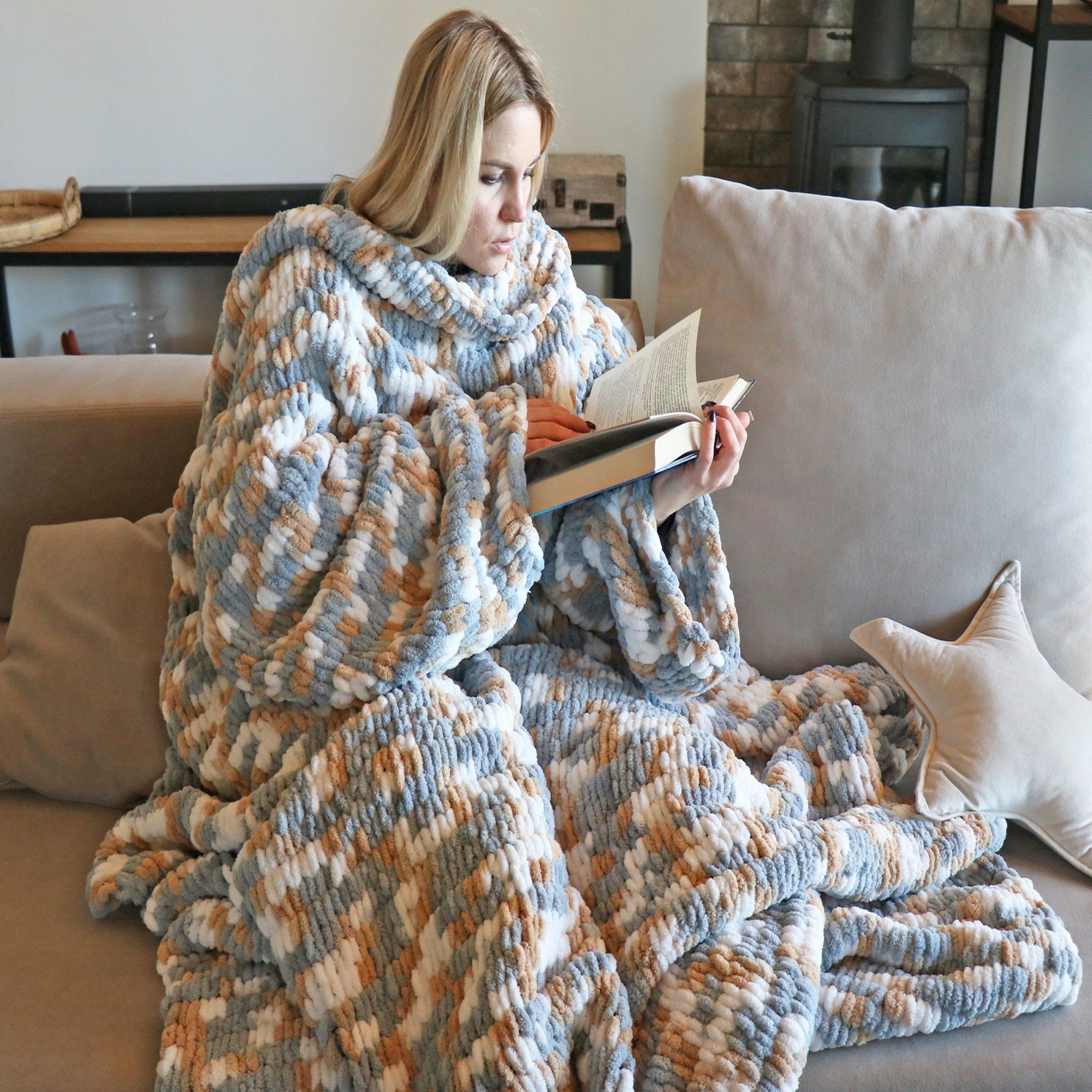BLANKET WITH SLEEVES Knitting Pattern (skill level intermediate)