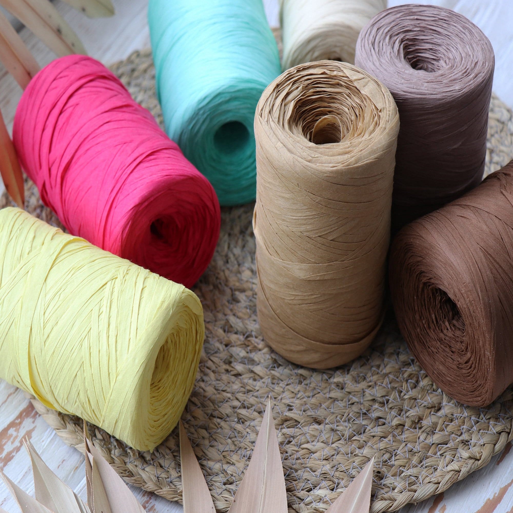 Premium Yarn Raffia Organic, 15 colors, 5.2 oz / 251 yards