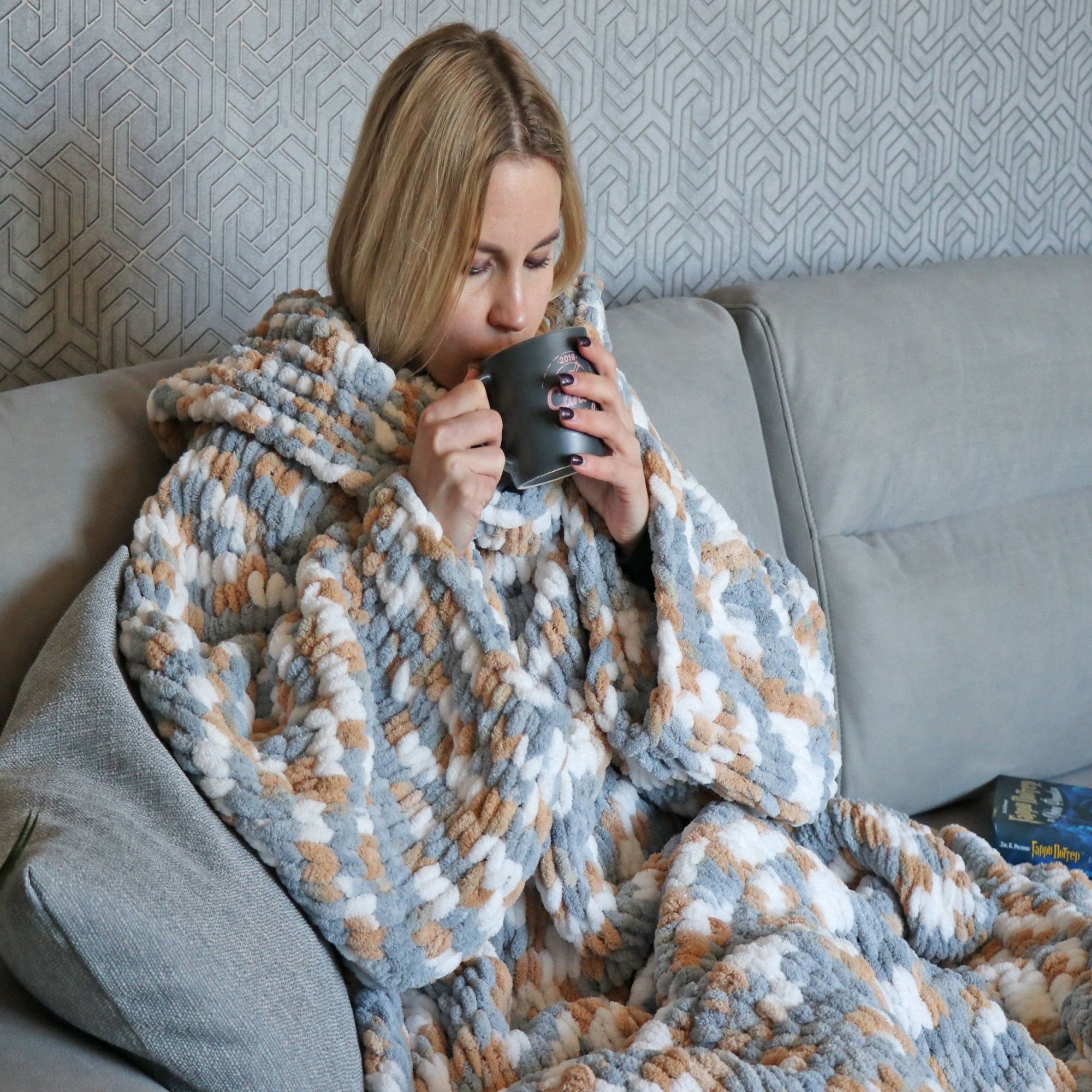 BLANKET WITH SLEEVES Knitting Pattern (skill level intermediate)